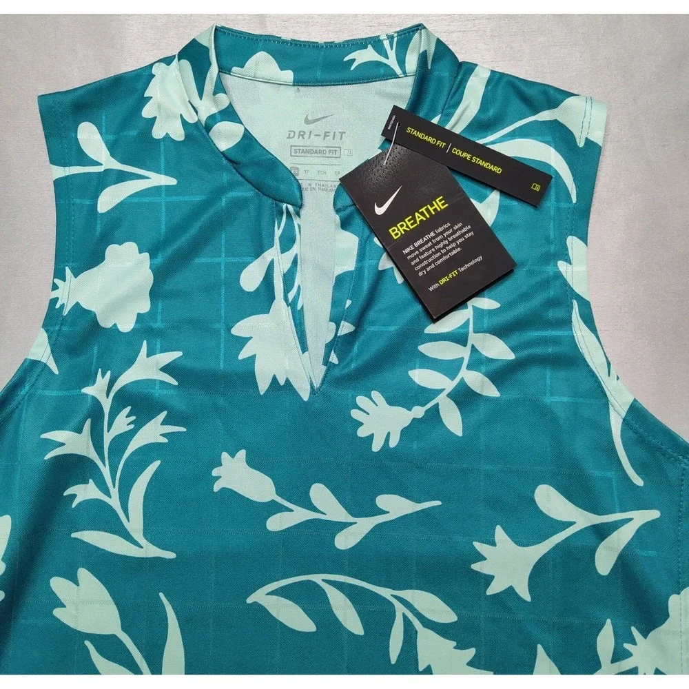 Nike Dri-FIT Women Size XS Victory Sleeveless Floral Print Golf Polo Shirt‎ NEW